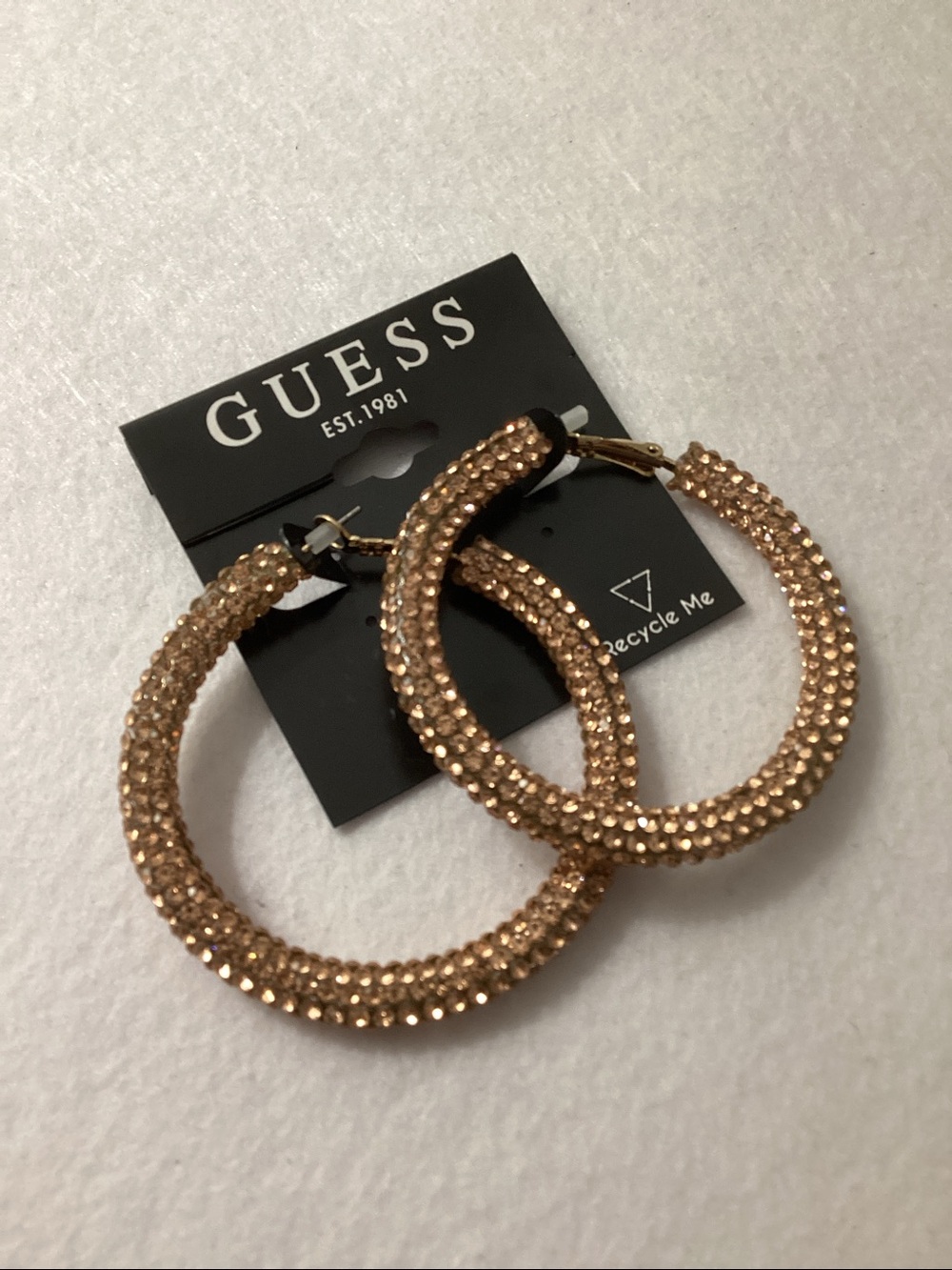 GUESS Pressed Stone Sparkle 2” Hoop